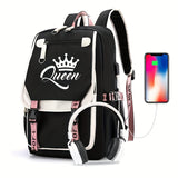 1pc Trendy Queen Print Backpack for Students - Spacious & Durable, Ideal for School and Casual Outings, with Padded Shoulder Straps for Comfort