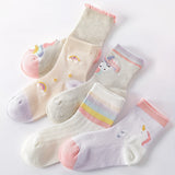 5 Pairs of Girls Fashion Crew Socks - Soft, Cozy, Breathable, and Ultra-Comfy for Summer Daily Wearing - Cute Pattern Designs, Perfect for Casual Occasions and Outdoor Activities