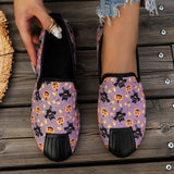 lovefery - Halloween Cream White Casual Patchwork Printing Round Comfortable Flats Shoes