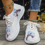 lovefery - White Casual Sportswear Daily Frenulum Printing Round Mesh Breathable Comfortable Out Door Shoes