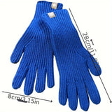 Simple Solid Color Touchscreen Gloves Stylish Elastic Vertical Striped Knit Gloves Autumn Winter Coldproof Split Finger Gloves