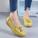 Womens Low Wedge Loafers - Lightweight & Anti-slip Slip-Ons - Comfortable Soft Sole Solid Color Flats for Everyday Style