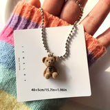 Bear Necklace Women's Trendy Hip Hop Clavicle Chain Simple Teddy Bear Sweater Chain