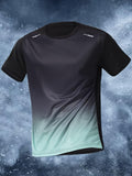 Gradient Color Mens T-shirt - Comfortable Crew Neck, Ultra-Soft Short Sleeves, Super Quick-Dry & Breathable - Perfect for Summer Gym, Fitness & Training