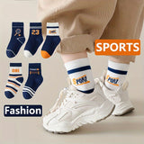 10 Pairs Of Boy's Trendy Street Style Pattern Crew Socks, Comfy Breathable Casual Soft Elastic Socks For Kid's Outdoor Activities