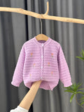 Adorable Floral Embroidered Knit Cardigan Sweater - Soft, Breathable, Casual Button-Down Design - Toddler & Infant Girl's Clothing for Daily Wear