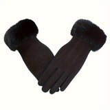 Stylish and Elegant Split Finger Design Women's Touchscreen Gloves - Warm Plush Cuff for Autumn and Winter