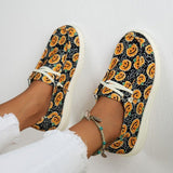 lovefery - Black Casual Patchwork Printing Round Comfortable Shoes