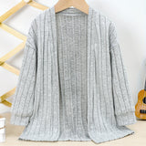 Girls Cozy Solid Knit Cardigan - Asymmetrical Neck, Slight Stretch, Machine Washable - Perfect for Spring and Autumn Casual Wear