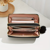 Fashion Women's Purse , Elegant Long Wallet With Double Zipper, Large Capacity Clutch Coin Bag