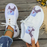 lovefery - White Casual Sportswear Daily Frenulum Printing Round Mesh Breathable Comfortable Out Door Shoes