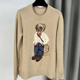 Women Sweaters Cartoon Rl Bear Women Winter Clothing Fashion Long Sleeve Knitted Pullover Cotton Wool Cotton Soft KOQ6