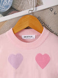 Girls Warm & Casual Long Sleeve Hearts Pattern Knit Cotton Sweater For Spring & Fall