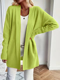 Chic Long Sleeve Knit Cardigan - Cozy Pockets & Open Front - Versatile for Casual Wear, Women's Apparel