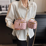 Two Size Options Small Square Chain Mini Bags - Zipper Closure, Adjustable Shoulder Strap, Elegant Solid Color PU Material with Polyester Lining -  New Fashion Crossbody Tote for Women Spring Summer