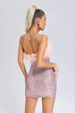 lovefery Tess Feather Sequin Tube Dress