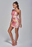 lovefery Amoura Halter Printed Mini Dress