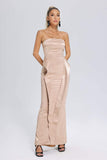 lovefery Reda Fishtail Tube Satin Maxi Dress