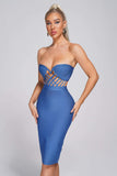 lovefery Juditha Strapless Midi Bandage Dress - Blue