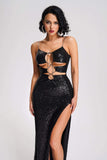 lovefery Lyall Sequin Slit Maxi Dress