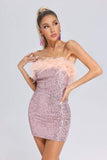 lovefery Tess Feather Sequin Tube Dress