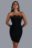 lovefery Richilde Black Strapless Feather Mini Dress