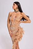 lovefery Renee Feather Slit Sequin Dress