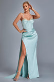 lovefery Vacab Diamante Satin Slit Maxi Dress - Mint