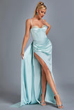 lovefery Vacab Diamante Satin Slit Maxi Dress - Mint