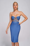 lovefery Juditha Strapless Midi Bandage Dress - Blue