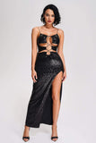 lovefery Lyall Sequin Slit Maxi Dress