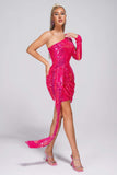 lovefery Chala One Shoulder Sequin Mini Dress