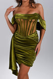 lovefery Elasa Velvet Corset Mini Dress - Green