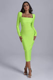 lovefery Tumajina Square Neck Midi Bandage Dress