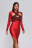 lovefery Wilisa Cutout Metallic Midi Bandage Dress