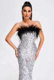 lovefery Kayley Feather Sequin Midi Dress