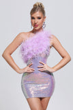 lovefery Hapa Feather Sequin Mini Dress