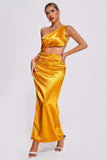 lovefery Euen One Shoulder Satin Maxi Dress