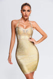 lovefery Halter Black Metallic Cocktail Dress - Gold