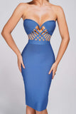 lovefery Juditha Strapless Midi Bandage Dress - Blue