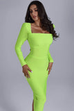 lovefery Tumajina Square Neck Midi Bandage Dress