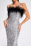 lovefery Kayley Feather Sequin Midi Dress