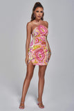 lovefery Amoura Halter Printed Mini Dress