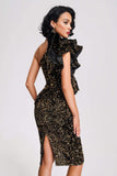 lovefery Georgiana One Shoulder Sequin Midi Dress