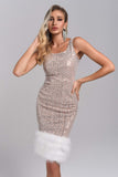 lovefery Rara Feather Sequin Midi Dress