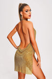 lovefery Colin Metallic Mesh Mini Dress