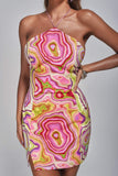 lovefery Amoura Halter Printed Mini Dress