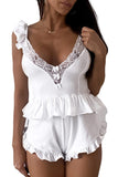 lovefery Lace Trim Back Knot Teddy Lingerie