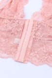 lovefery Pink 2Pcs Cutout Lace Bustier Lingerie Set