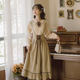 lovefery Coffee au Lait Princesscore Cottagecore Top with Optional Skirt Bottoms Complete Dress Set